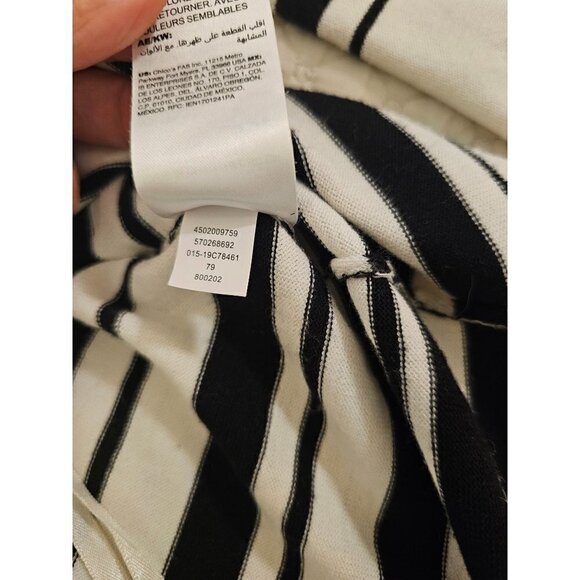 Chico's white w/ black strips size L Long sleeve work knit blouse Top scoop neck - Picture 6 of 6